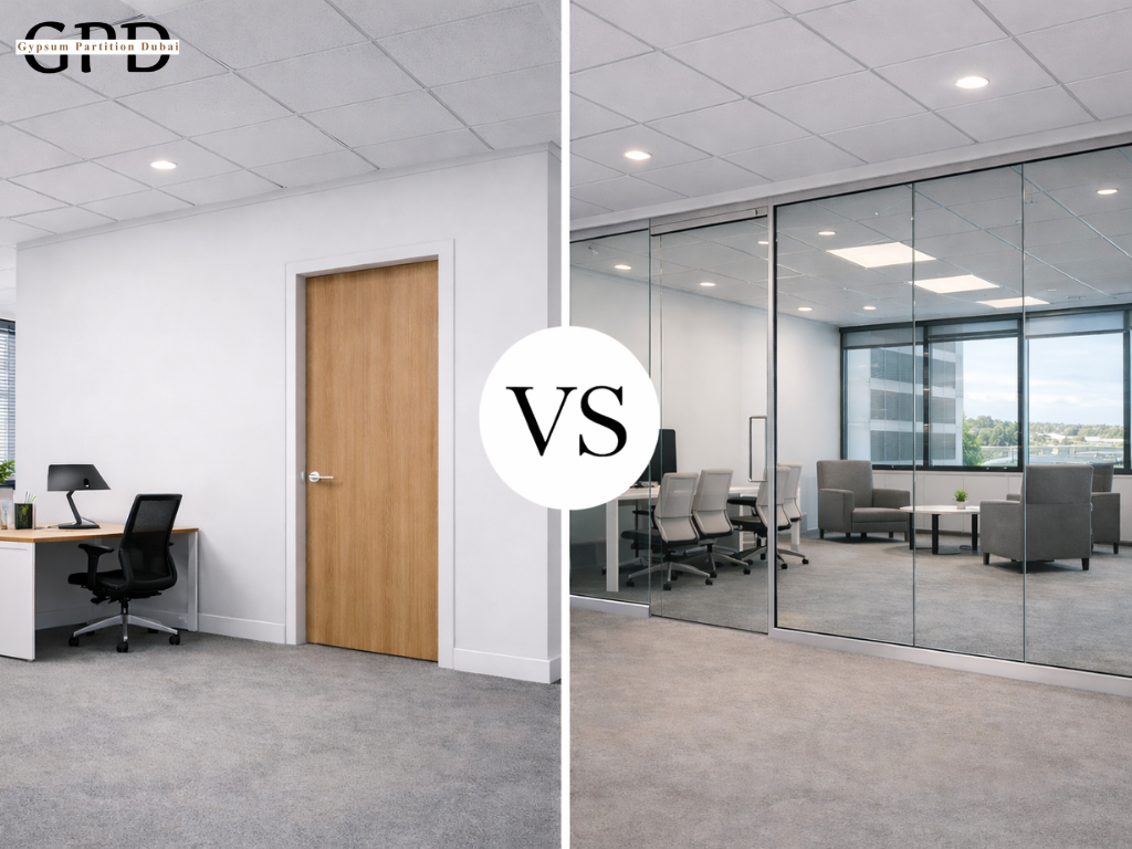 Gypsum Partition vs Glass Partition in Dubai